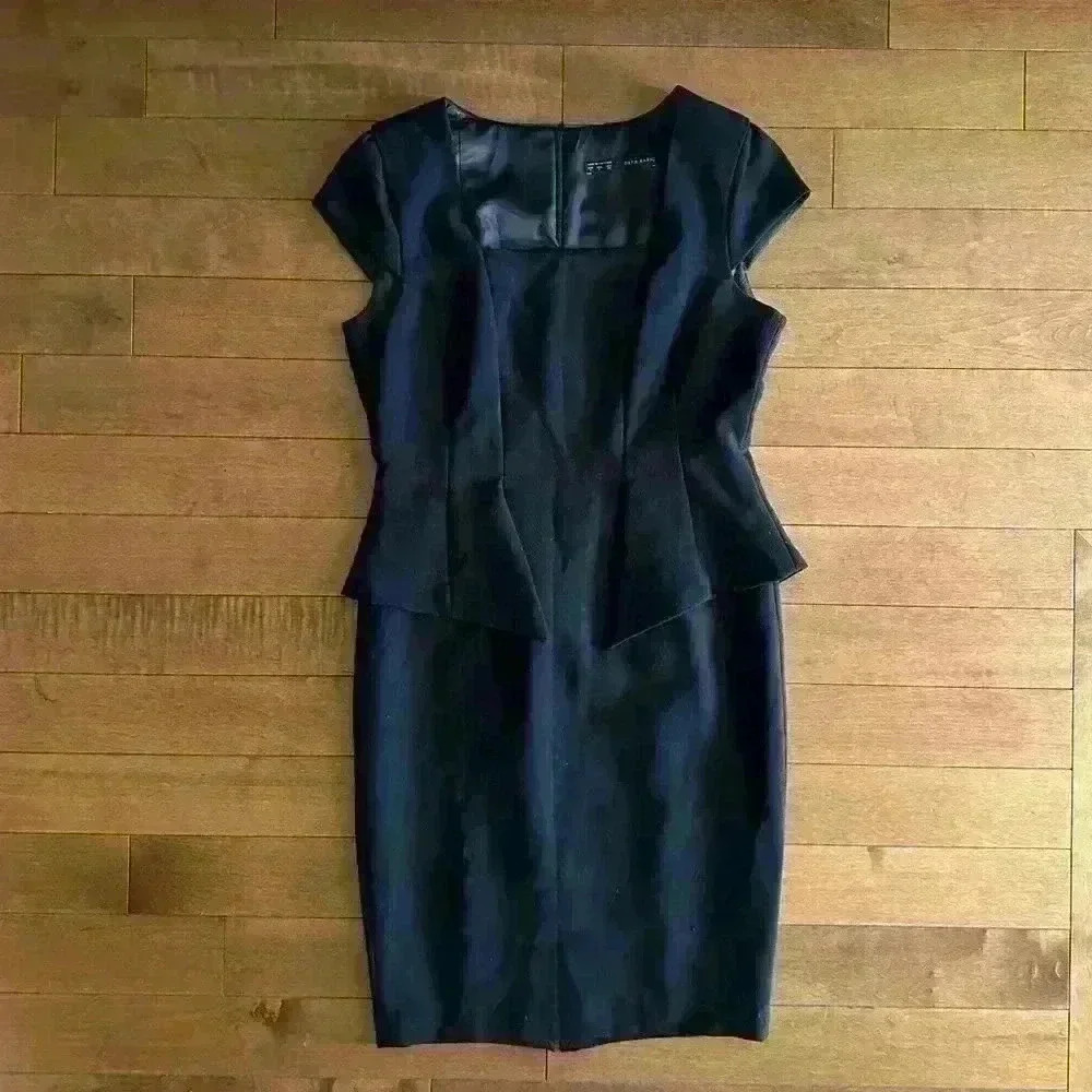Zara Basic | Black structured peplum  dress size large*